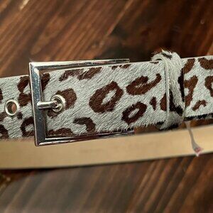 NWOT Talbots Leopard Print Calf Hair Belt - Size L